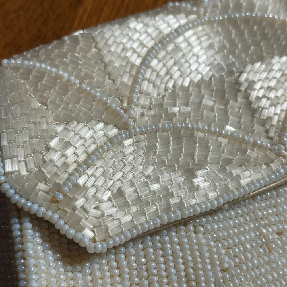 Vintage Japanese‎ Glam Glass Beaded Clutch Purse 8x5 Romantic Funky Boho Flapper